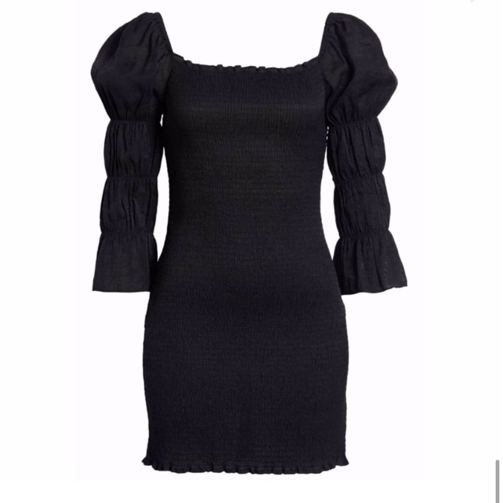 J.O.A Smock Puffed Bodycon Mini Dress